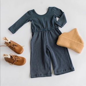 Alice and Ames denim stripe wide leg jumpsuit